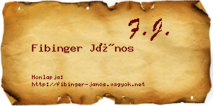 Fibinger János névjegykártya